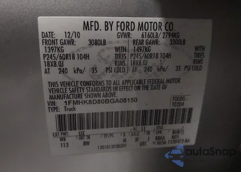 2011 Ford Explorer Xlt from USA, damaged, VIN 1FMHK8D80BGA08150